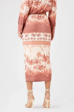 Tropical Print Midi Skirt