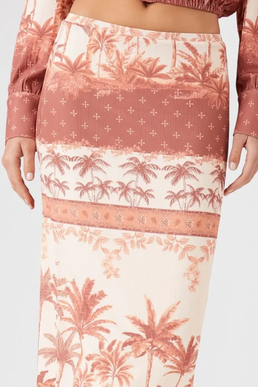 Tropical Print Midi Skirt