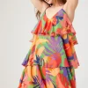 Tropical Print Tiered Dress