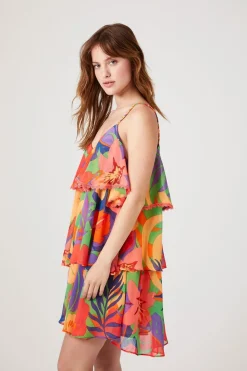 Tropical Print Tiered Dress
