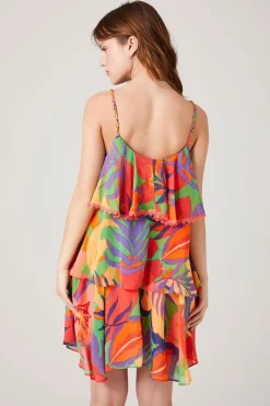 Tropical Print Tiered Dress