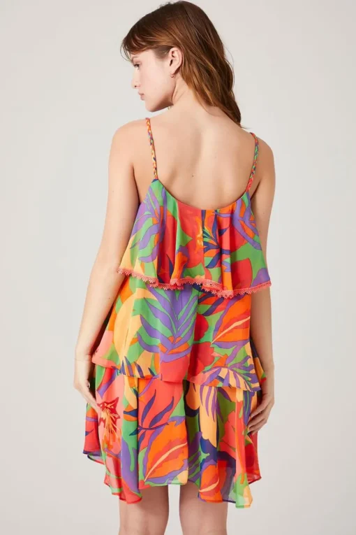 Tropical Print Tiered Dress