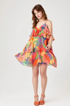 Tropical Print Tiered Dress