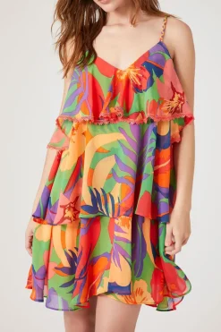 Tropical Print Tiered Dress