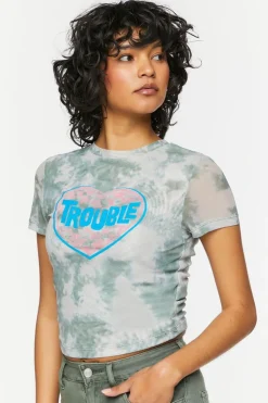 Trouble Tie-Dye Mesh Graphic Tee