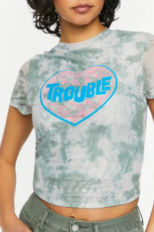Trouble Tie-Dye Mesh Graphic Tee