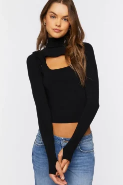 Turtleneck Combo Sweater-Knit Top