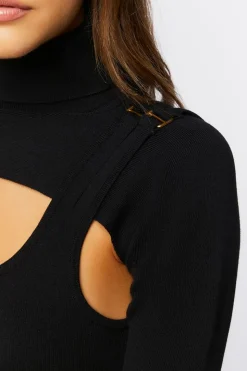 Turtleneck Combo Sweater-Knit Top