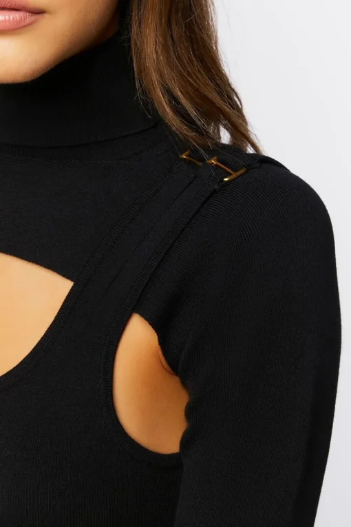 Turtleneck Combo Sweater-Knit Top