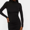 Turtleneck Ruched Mini Dress