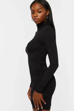 Turtleneck Ruched Mini Dress