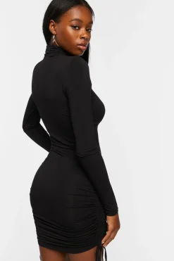 Turtleneck Ruched Mini Dress