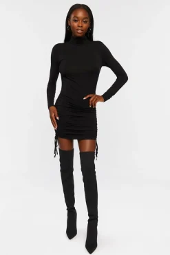 Turtleneck Ruched Mini Dress