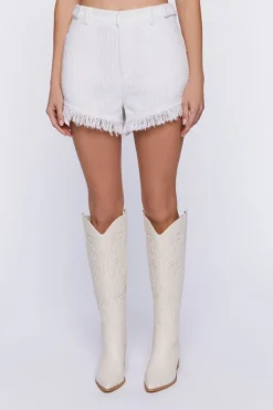 Tweed Frayed-Trim High-Rise Shorts