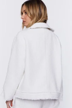 Tweed Frayed-Trim Shacket