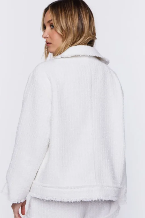 Tweed Frayed-Trim Shacket
