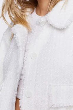 Tweed Frayed-Trim Shacket