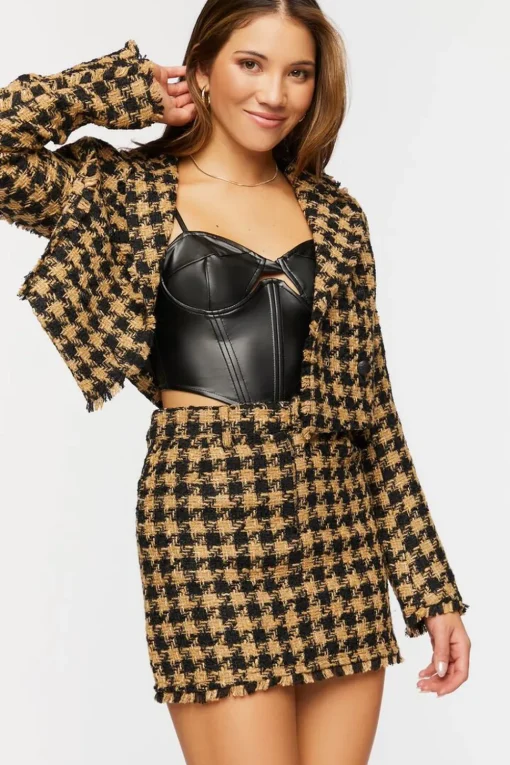 Tweed Houndstooth Mini Skirt