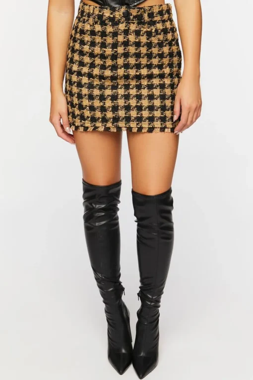 Tweed Houndstooth Mini Skirt