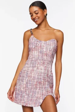 Tweed One-Shoulder Mini Dress