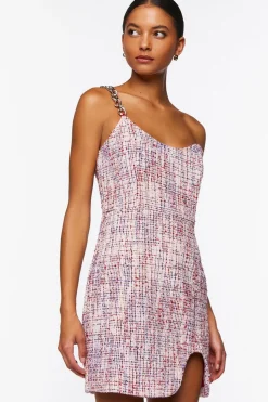 Tweed One-Shoulder Mini Dress
