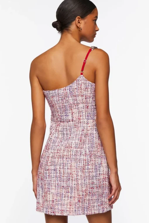 Tweed One-Shoulder Mini Dress