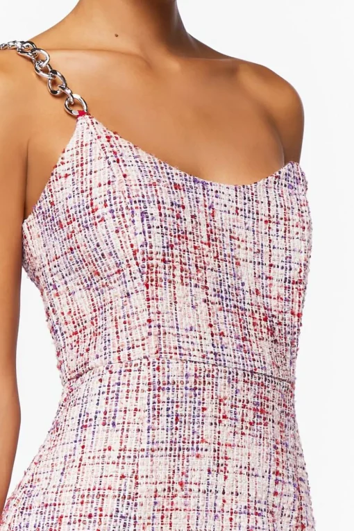 Tweed One-Shoulder Mini Dress