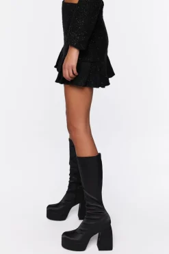 Tweed Pleated Mini Skirt