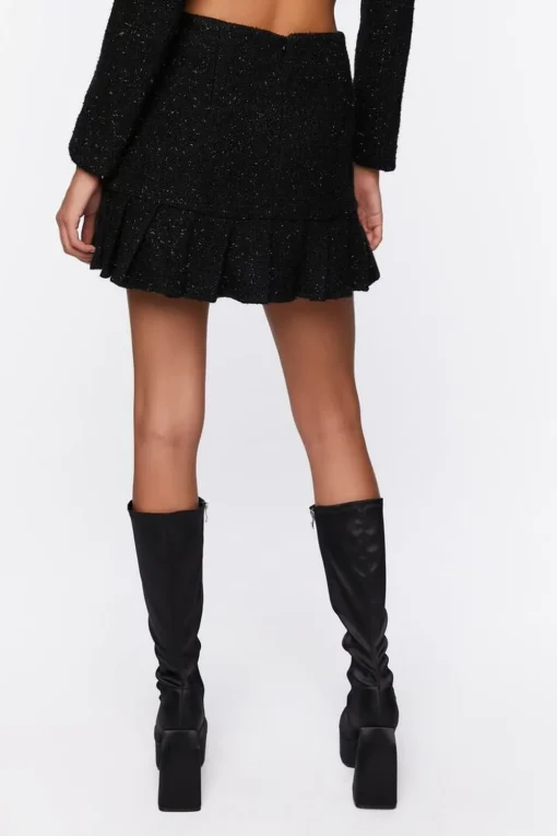 Tweed Pleated Mini Skirt
