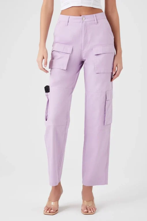 Twill High-Rise Cargo Pants