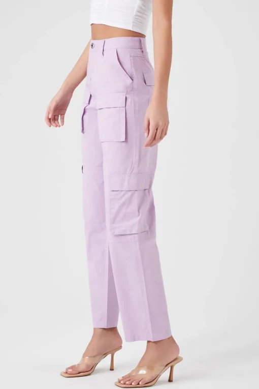 Twill High-Rise Cargo Pants