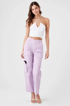 Twill High-Rise Cargo Pants