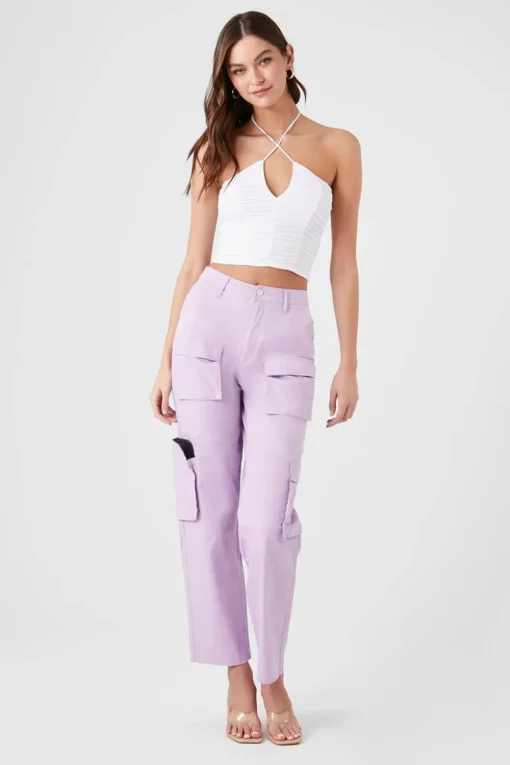 Twill High-Rise Cargo Pants