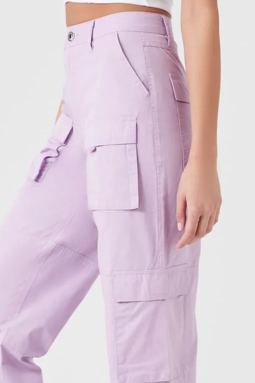 Twill High-Rise Cargo Pants