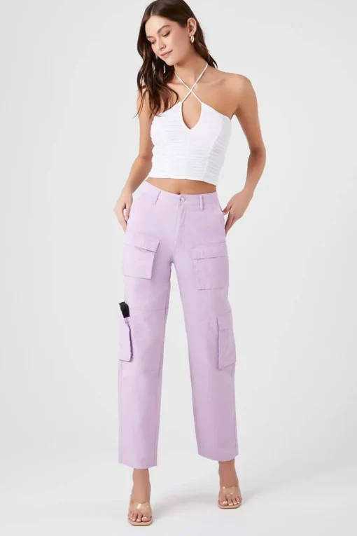 Twill High-Rise Cargo Pants