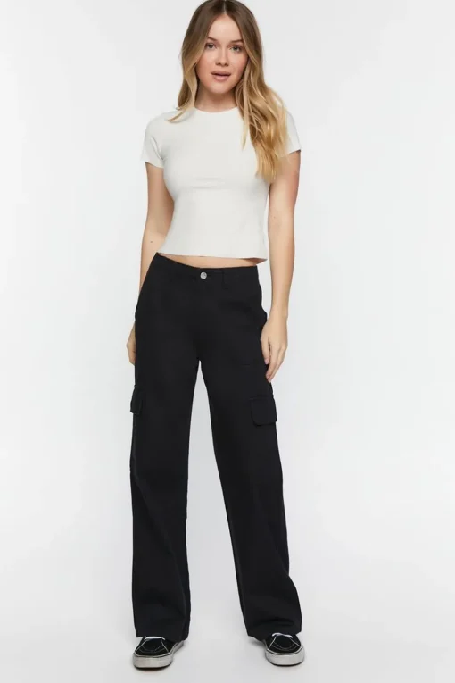 Twill Mid-Rise Cargo Pants