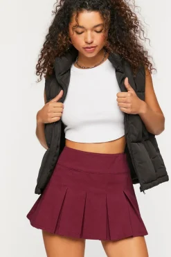 Twill Pleated Mini Skirt
