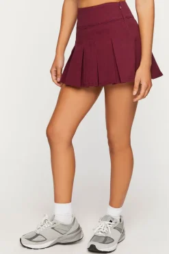 Twill Pleated Mini Skirt