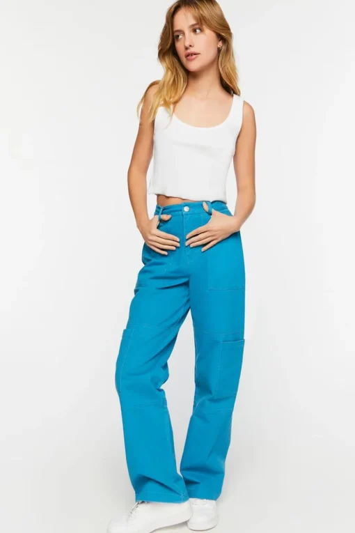 Twill Straight-Leg Cargo Pants