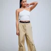 Twill Wide-Leg Cargo Pants