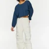 Twill Wide-Leg Cargo Pants