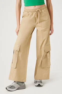 Twill Wide-Leg Cargo Pants