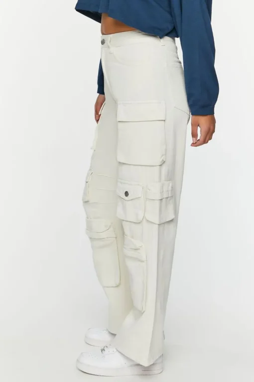 Twill Wide-Leg Cargo Pants
