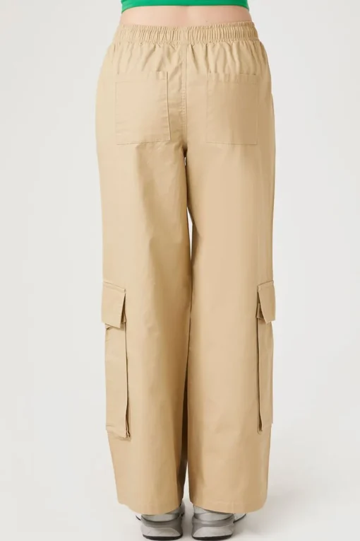 Twill Wide-Leg Cargo Pants