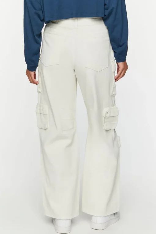 Twill Wide-Leg Cargo Pants