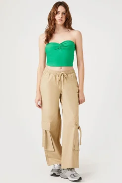Twill Wide-Leg Cargo Pants