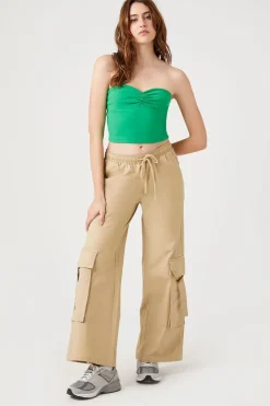 Twill Wide-Leg Cargo Pants