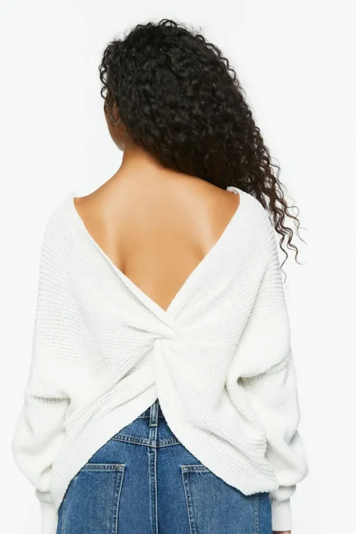 Twist-Back Long-Sleeve Sweater