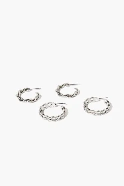 Twisted & Chain Hoop Earring Set