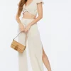 Twisted Crop Top & Slit Pants Set